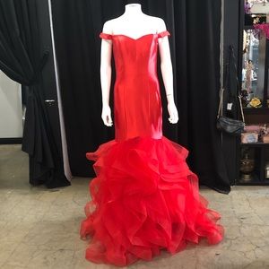 Jasz Couture Red Mermaid Prom Dress - Style 7008